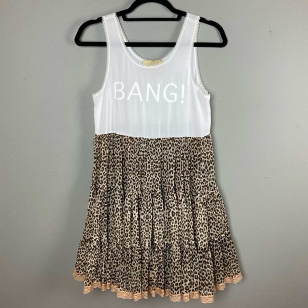 Wildfox White Label Dress XS Leopard Comic-con fairy grunge graphics balletcore